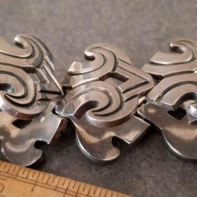 LOT #658: Vintage TAXCO 7" Signed RANCHO ALEGRE Sterling Silver Bracelet