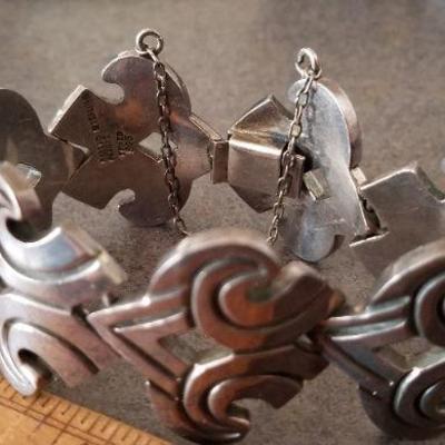 LOT #658: Vintage TAXCO 7" Signed RANCHO ALEGRE Sterling Silver Bracelet
