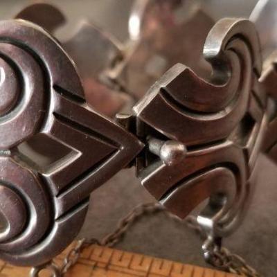 LOT #658: Vintage TAXCO 7" Signed RANCHO ALEGRE Sterling Silver Bracelet