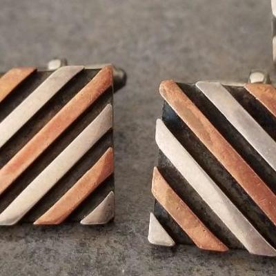 LOT #659: Pair of 925 Sterling Mid Century Modern Cufflinks