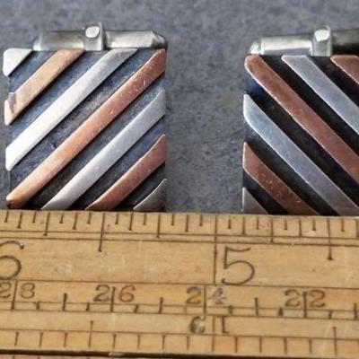 LOT #659: Pair of 925 Sterling Mid Century Modern Cufflinks