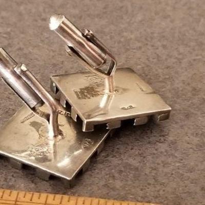 LOT #659: Pair of 925 Sterling Mid Century Modern Cufflinks