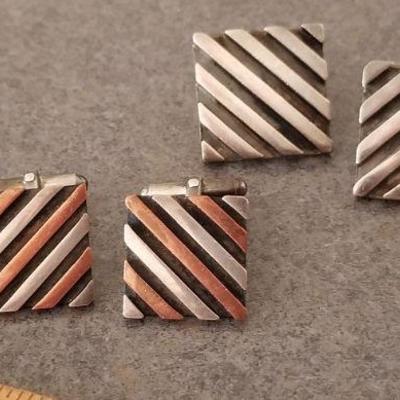 LOT #659: Pair of 925 Sterling Mid Century Modern Cufflinks