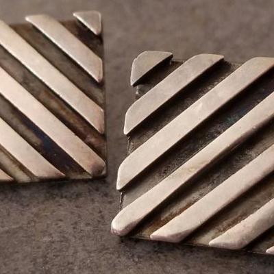 LOT #659: Pair of 925 Sterling Mid Century Modern Cufflinks