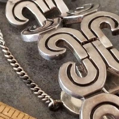 LOT #670: Vintage TAXCO Signed 925 Sterling Silver Designer Bracelet