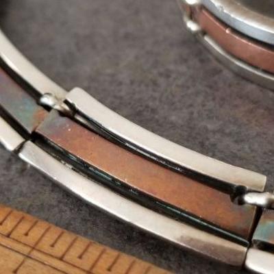 LOT #661: Women's Vintage TAXCO 3-Piece Matching Sterling Silver and Copper Dress Set 