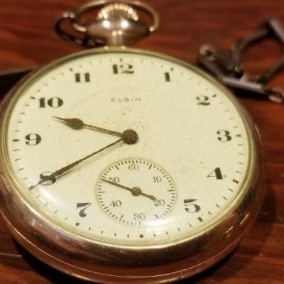 LOT #662: Vintage ELGIN Gold Filled PocketWatch TESTS A+ (Inscription Inside rear case)