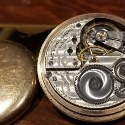 LOT #662: Vintage ELGIN Gold Filled PocketWatch TESTS A+ (Inscription Inside rear case)