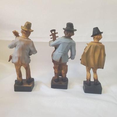 WOODEN CARVED MUSICIAN IN A BAND FIGURINES