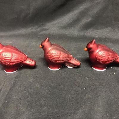3 Red Cardinal Figurine Ornaments