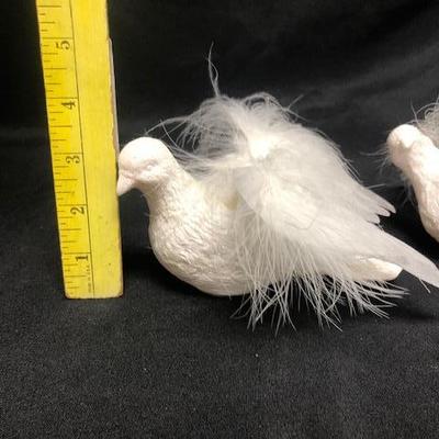 Pair of Feather Winged Dove Ornaments