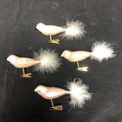 4 Vintage Clip on Bird Ornaments