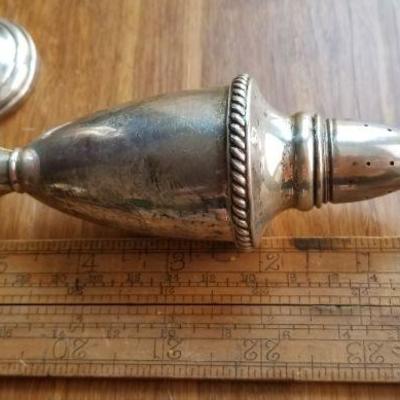 LOT #681: Vintage Sterling Silver Weighted Salt and Pepper Shakers 