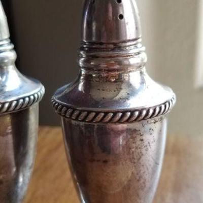 LOT #681: Vintage Sterling Silver Weighted Salt and Pepper Shakers 