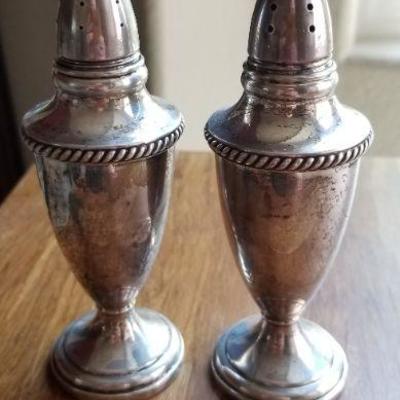 LOT #681: Vintage Sterling Silver Weighted Salt and Pepper Shakers 