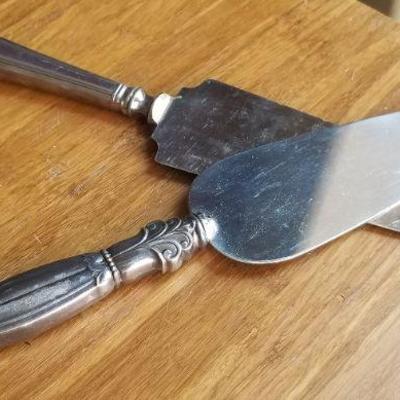 LOT #688: (2) Sterling Silver Vintage Cake Knives 