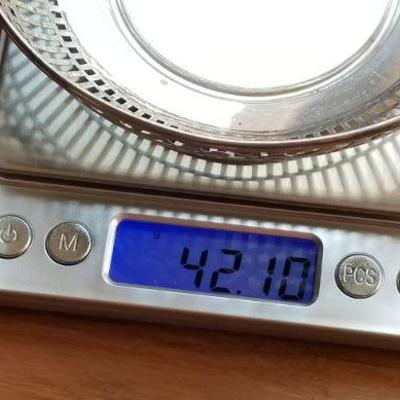 LOT #692: Vintage Sterling Silver 925 Lattice Style Bowl w/ Glass Insert (crack in glass as shown)