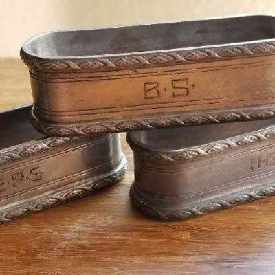 LOT #693: (3) Sterling Silver 925 Monogrammed Napkin Ring Holders 