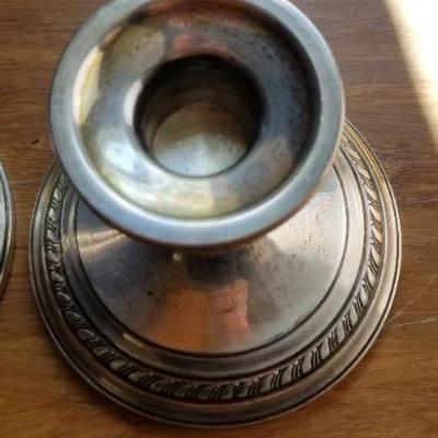LOT #694: Vintage Weighted Sterling Silver Candle Holders
