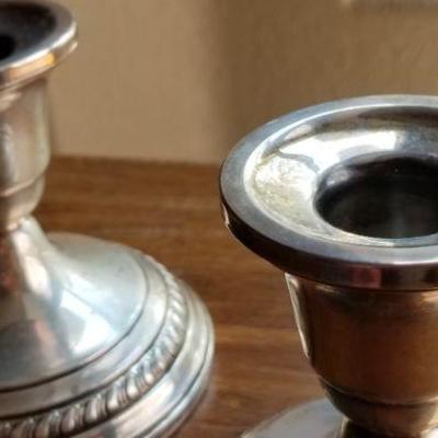 LOT #694: Vintage Weighted Sterling Silver Candle Holders