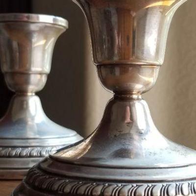 LOT #694: Vintage Weighted Sterling Silver Candle Holders