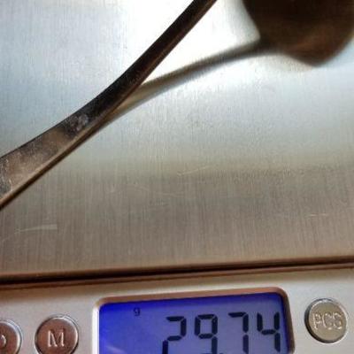 LOT #696: Two Vintage Monogrammed  Sterling Silver Gravy Spoons
