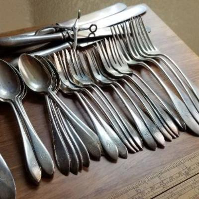 LOT #698: HUGE Sterling Silver 925 Dinnerware Service Monogrammed