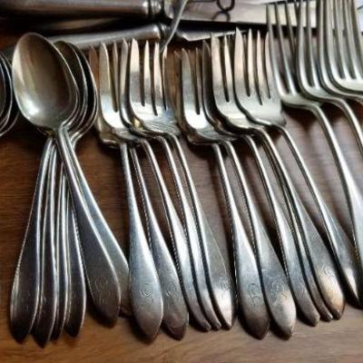 LOT #698: HUGE Sterling Silver 925 Dinnerware Service Monogrammed