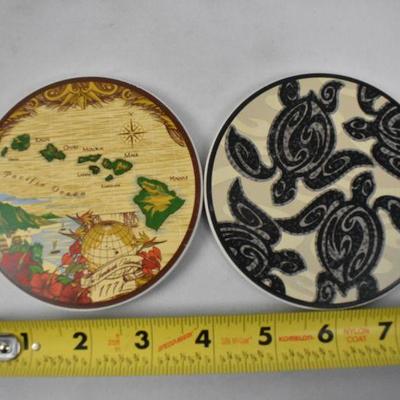 Set of 4 Coasters with Wooden Holder. No packaging - New