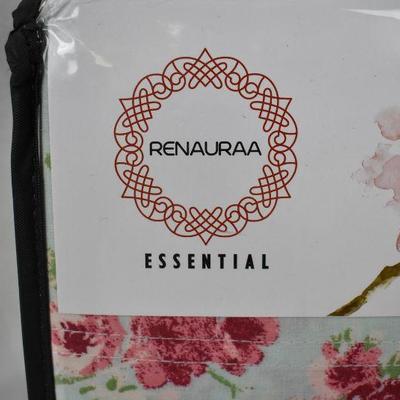 Renauraa Blossom Collection Twin Sheet Set, Floral, 3 pc 100% Cotton - New