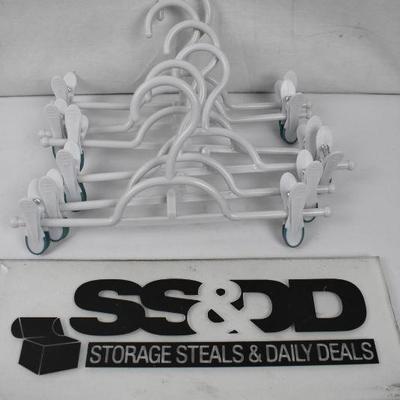 6 Plastic Hangers for pants/skirts. Gray. Smaller for Kids. No packaging - New