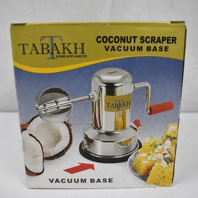 Tabakh Coconut Scraper Peeler/Shredder w/ Vacuum Base, Stainless Steel - New