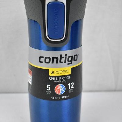 Contigo 16 Oz Autoseal Vacuum-insulated Travel Mug, Monaco Blue - New