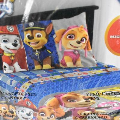 Twin Size Sheet Set, 3 Pc PAW Patrol Microfiber, Marshall Chase and Skye - New