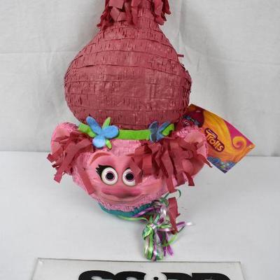 Poppy Trolls Pinata, Pull String, 18.5 x 14.5 in, 1ct - New