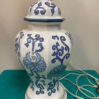 Blue & White Floral Design Table Lamp