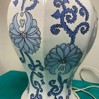 Blue & White Floral Design Table Lamp