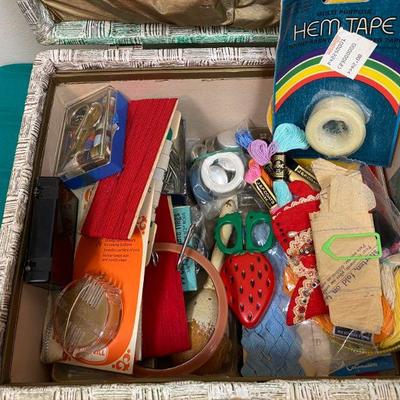 Vintage Sewing Box with Sewing Accessories
