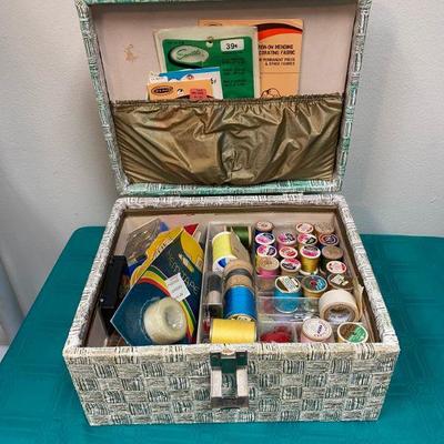 Vintage Sewing Box with Sewing Accessories