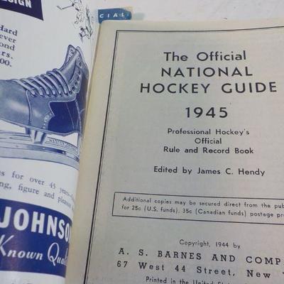 " war time Hockey guides (3), 1944, 1945, 1946.