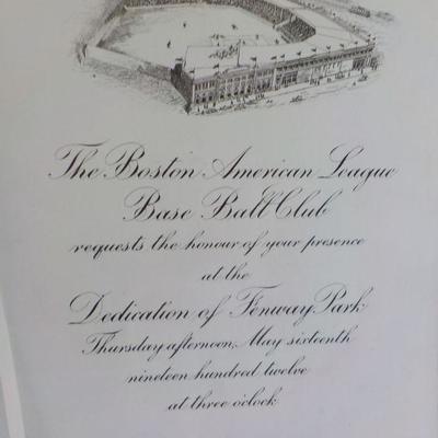 "Original 1912 Photo and Invitation of  the opening Of Fenway Park "
