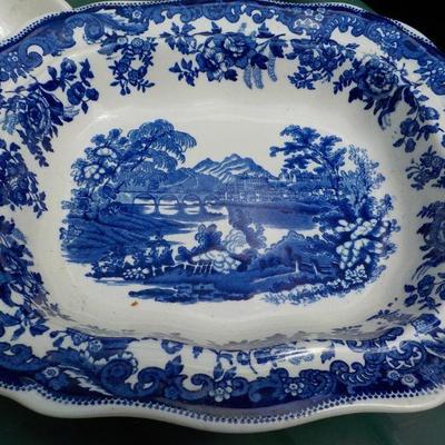 Stunning Blue "Spode" Gravy serve Boat" approx. 8x8x6 in. 