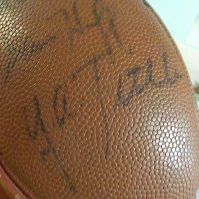" Signed Pro-football Ball Y.A. Tittle, Sam Huff, Kyle Rote, Joe Morrison."