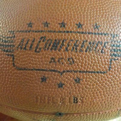 " Signed Pro-football Ball Y.A. Tittle, Sam Huff, Kyle Rote, Joe Morrison."