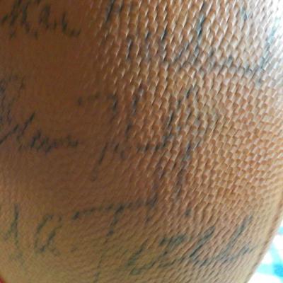 " Signed Pro-football Ball Y.A. Tittle, Sam Huff, Kyle Rote, Joe Morrison."