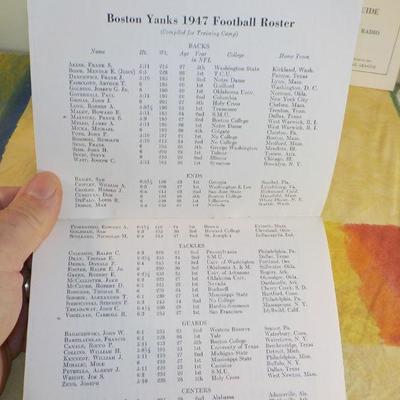 " Boston Yanks Football 1946 and 1947 Press and Radio Programs.