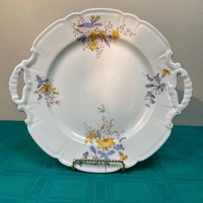 Double Handle Carlsbad Austria Plate Yellow & Blue Floral