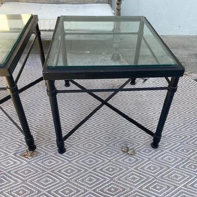 VINTAGE RESTORATION HARDWARE OUTDOOR TABLE black with glass top