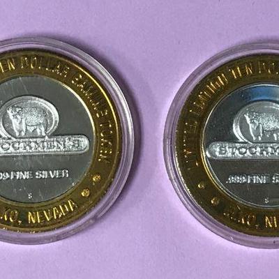 Limited Edition $10 Gambling Coins from Stockmen's Casino .999 Fine Silver