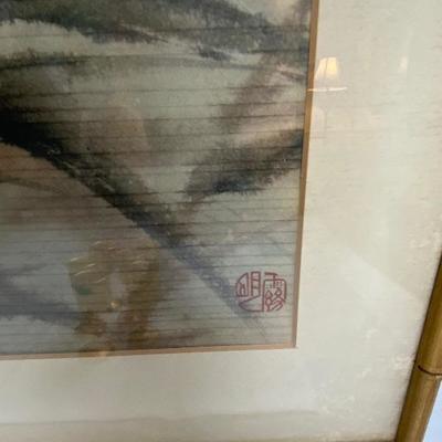 LOT # 410 Signed Japanese Lithograph with Vase and Cordials 